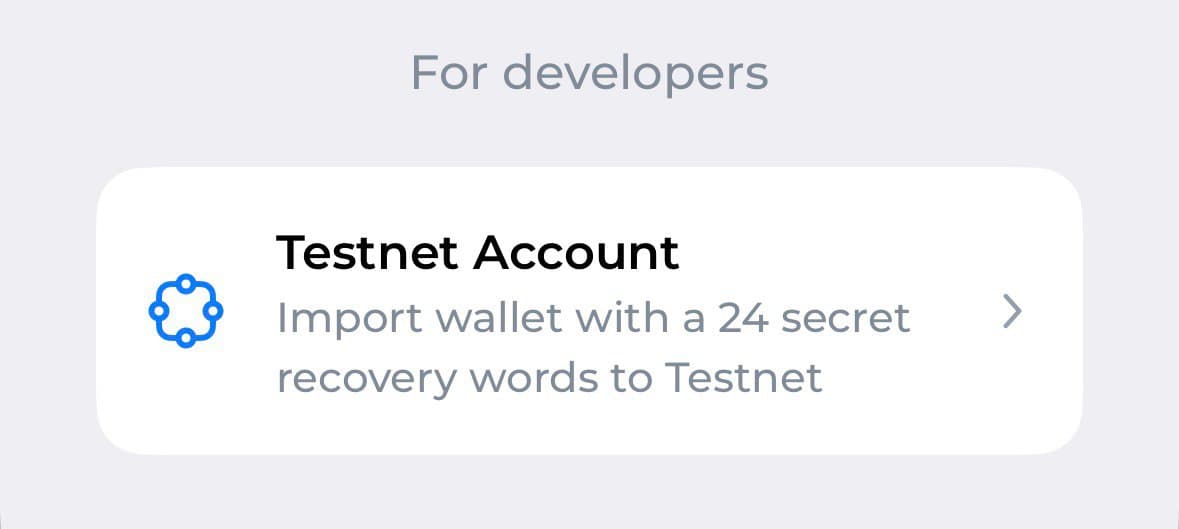 Testnet account